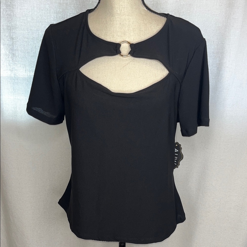 Black Cut-Out Ring Detail Top